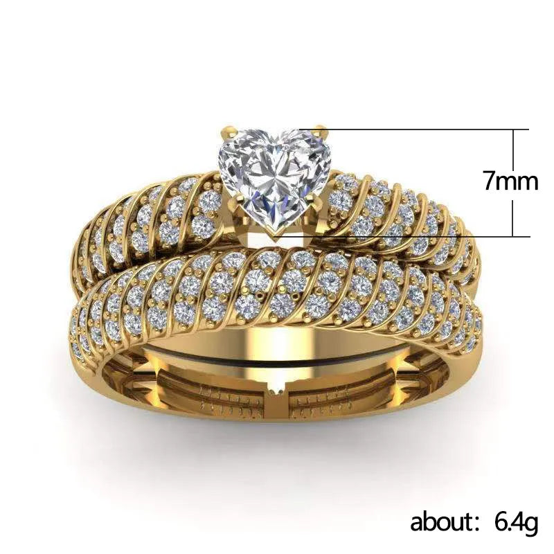 Zirconia Heart Pair Ring