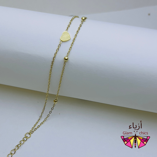 Layer beads Heart Bracelet 18K Gold