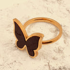 Signet Pearl Butterfly Ring (Black)