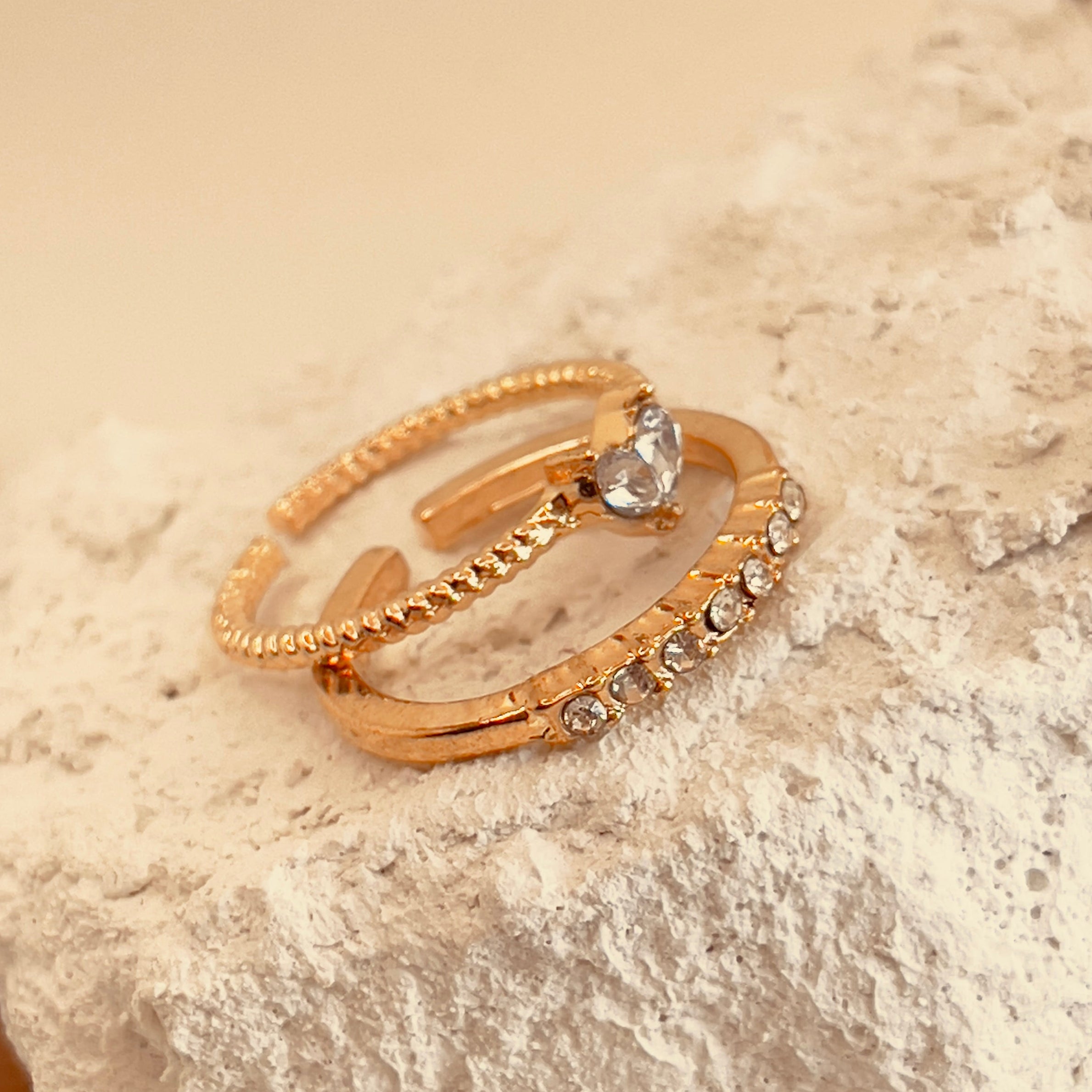 Heart Shape Alloy Plating Inlay Rhinestones Ring