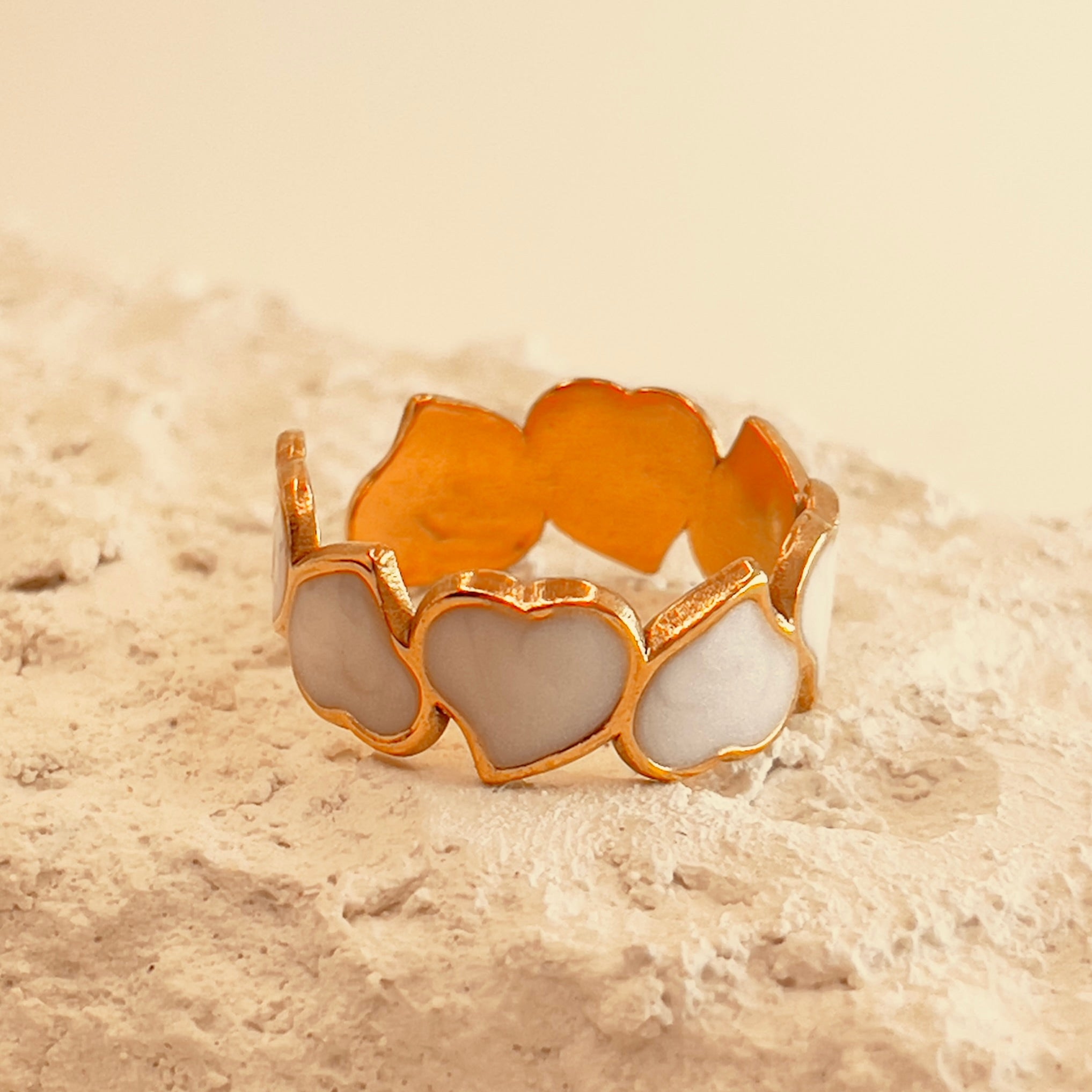 Retro Pearl Heart Ring