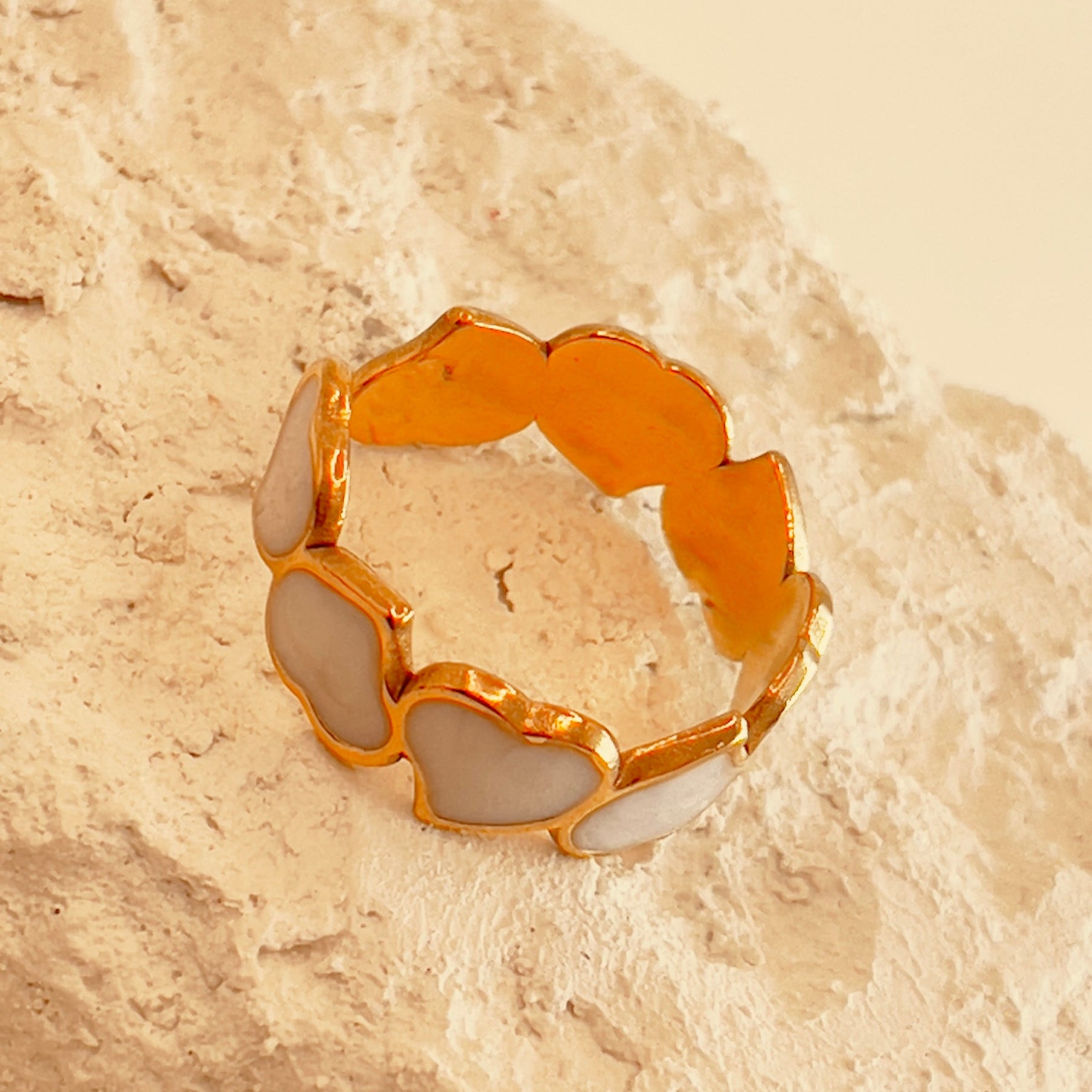 Retro Pearl Heart Ring