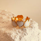 Retro Pearl Heart Ring