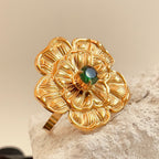 Flower green Zirconium Ring