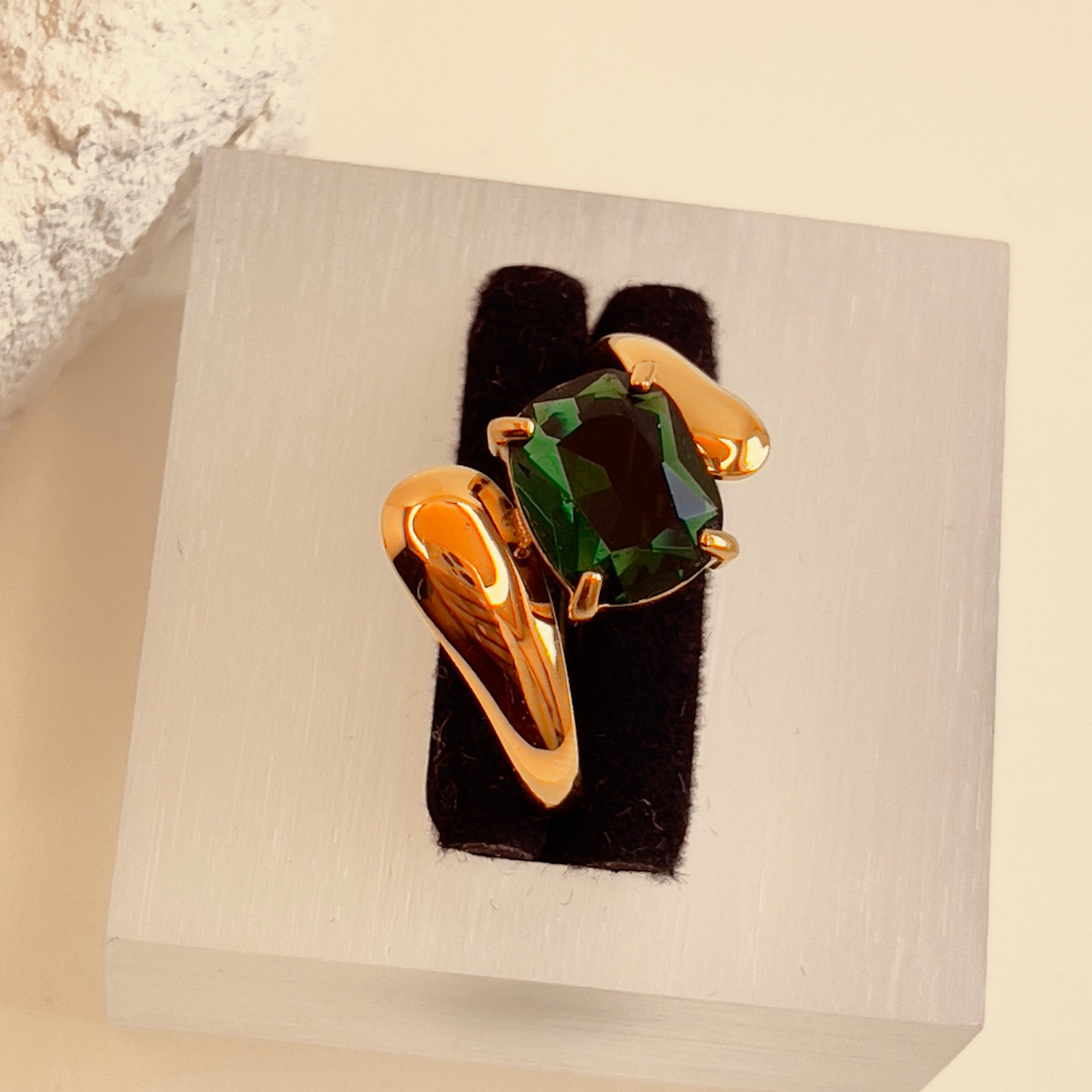 Green Square Zirconia Ring