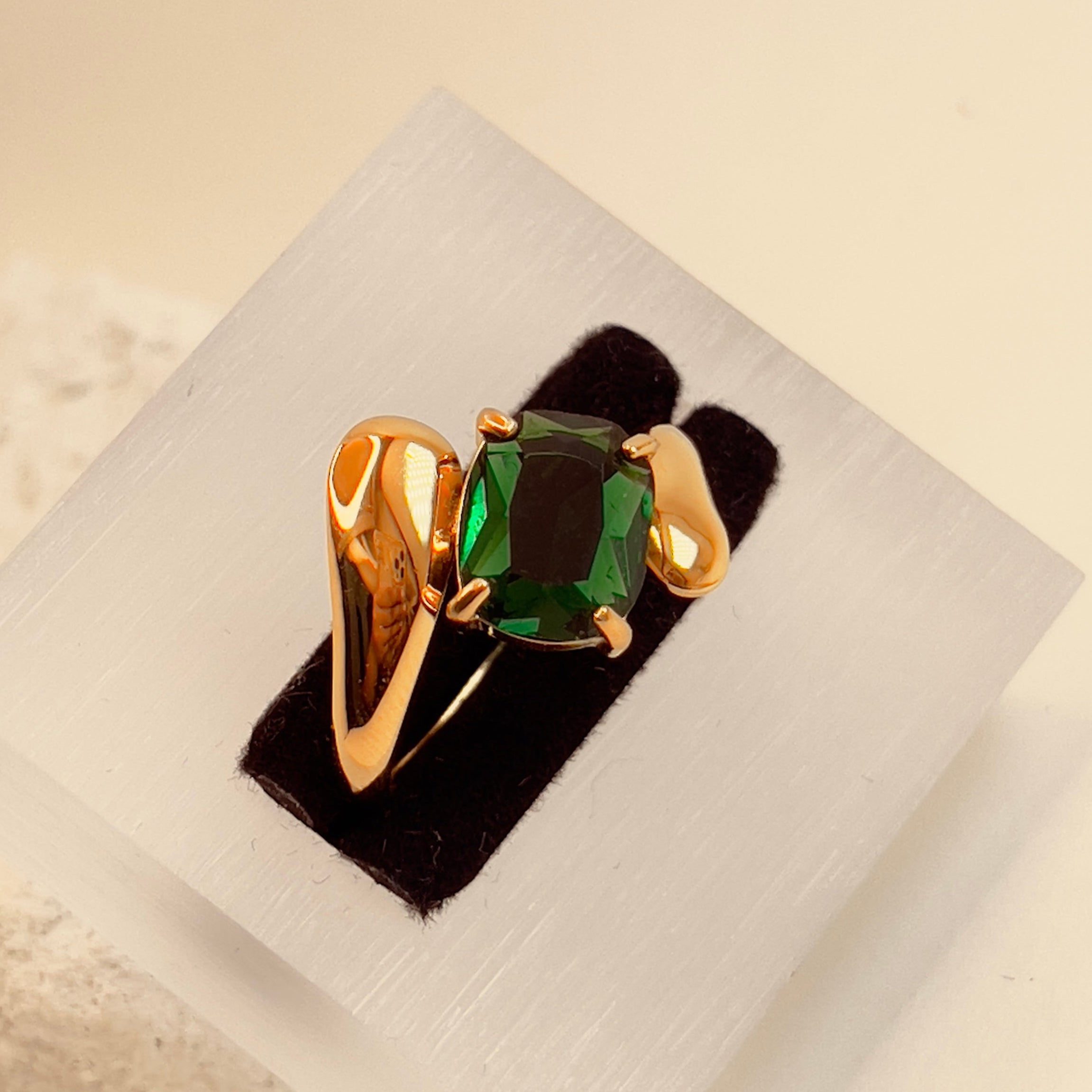 Green Square Zirconia Ring