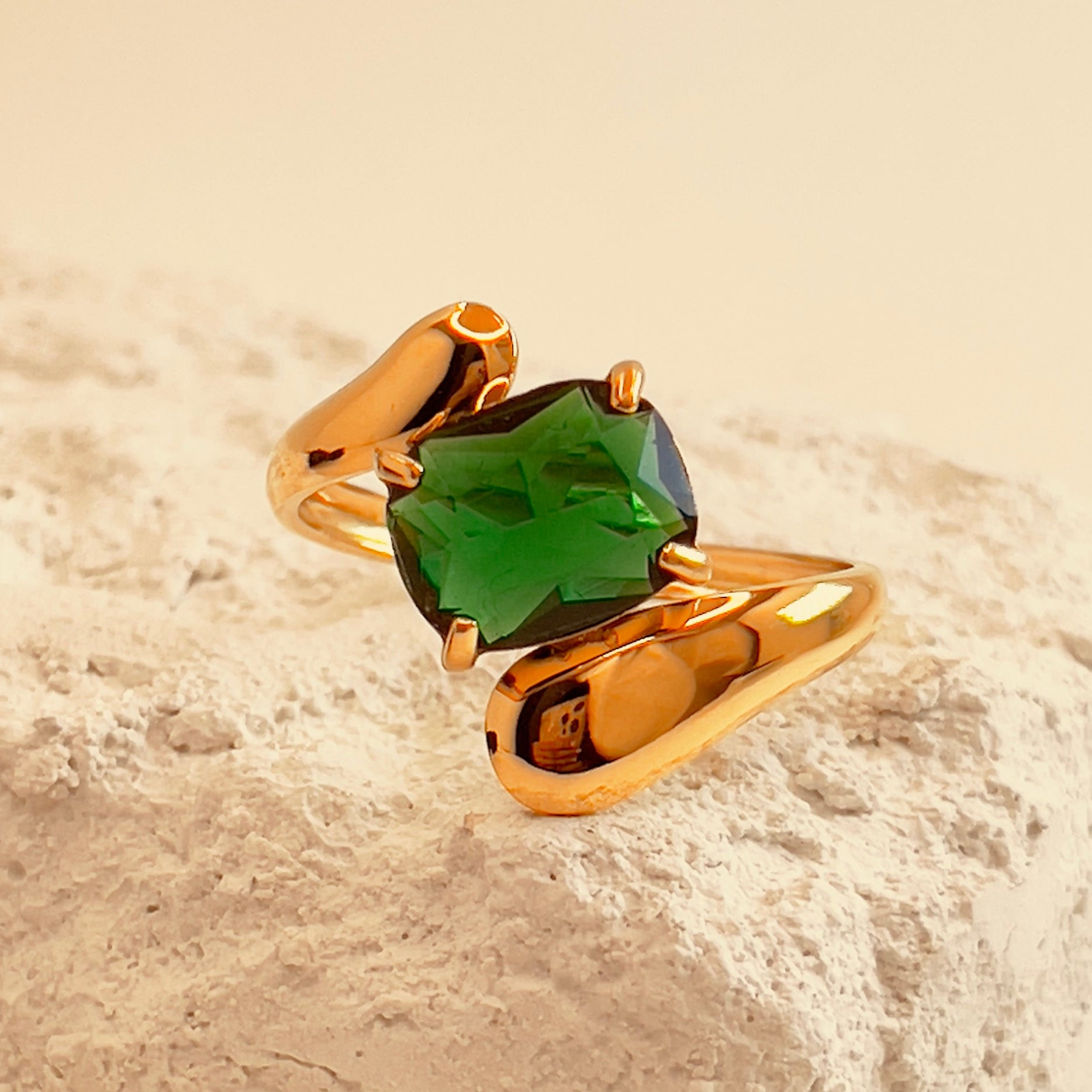 Green Square Zirconia Ring