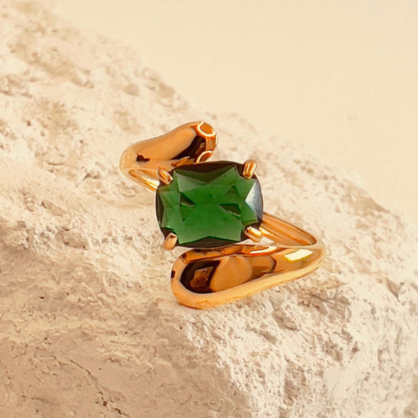 Green Square Zirconia Ring