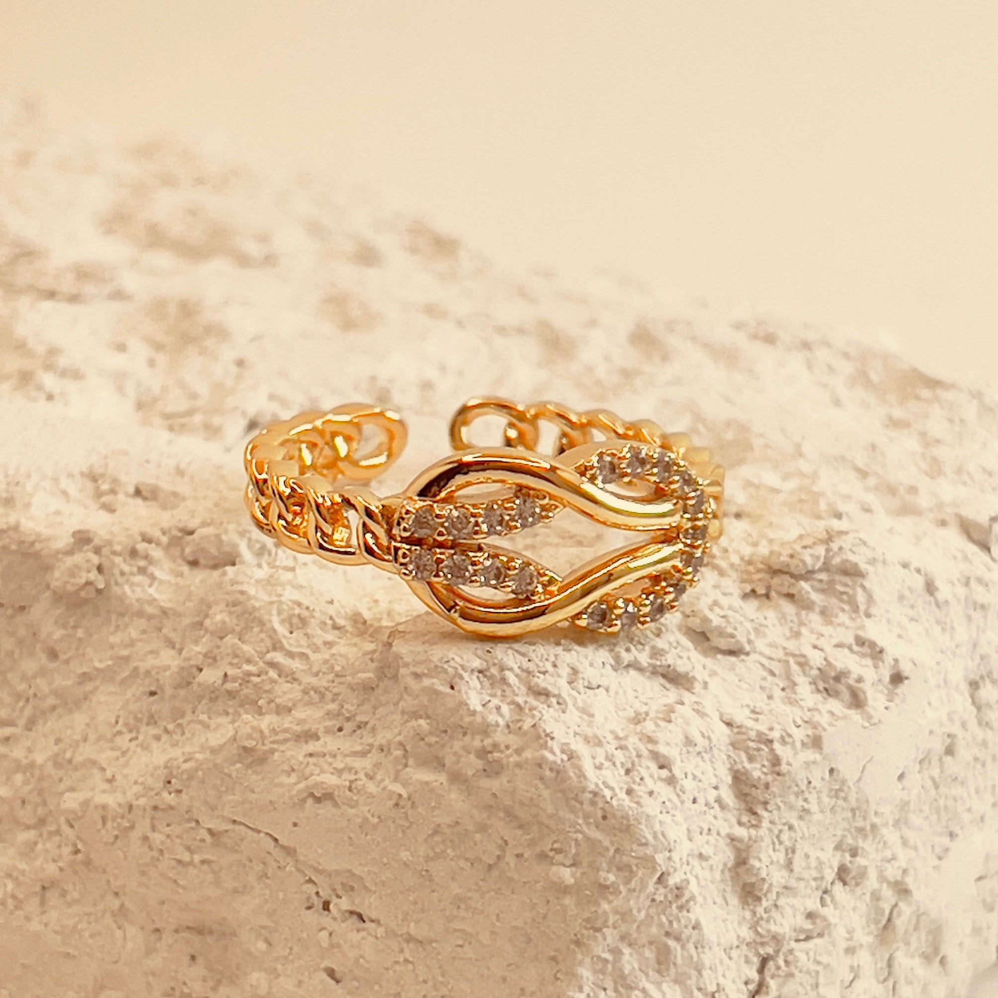 Criss-Cross Zircon Open Ring