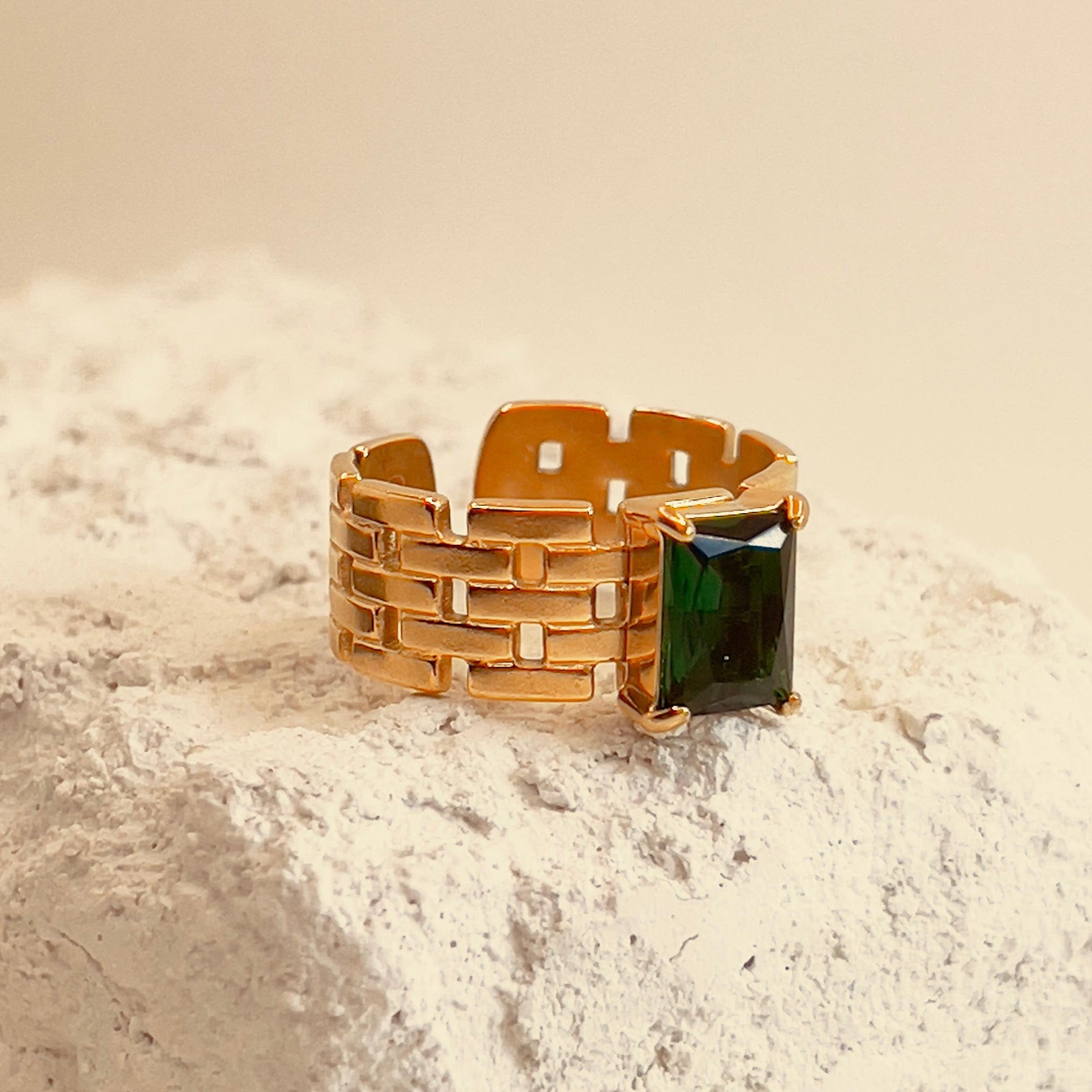 Bricks green Zirconium Ring