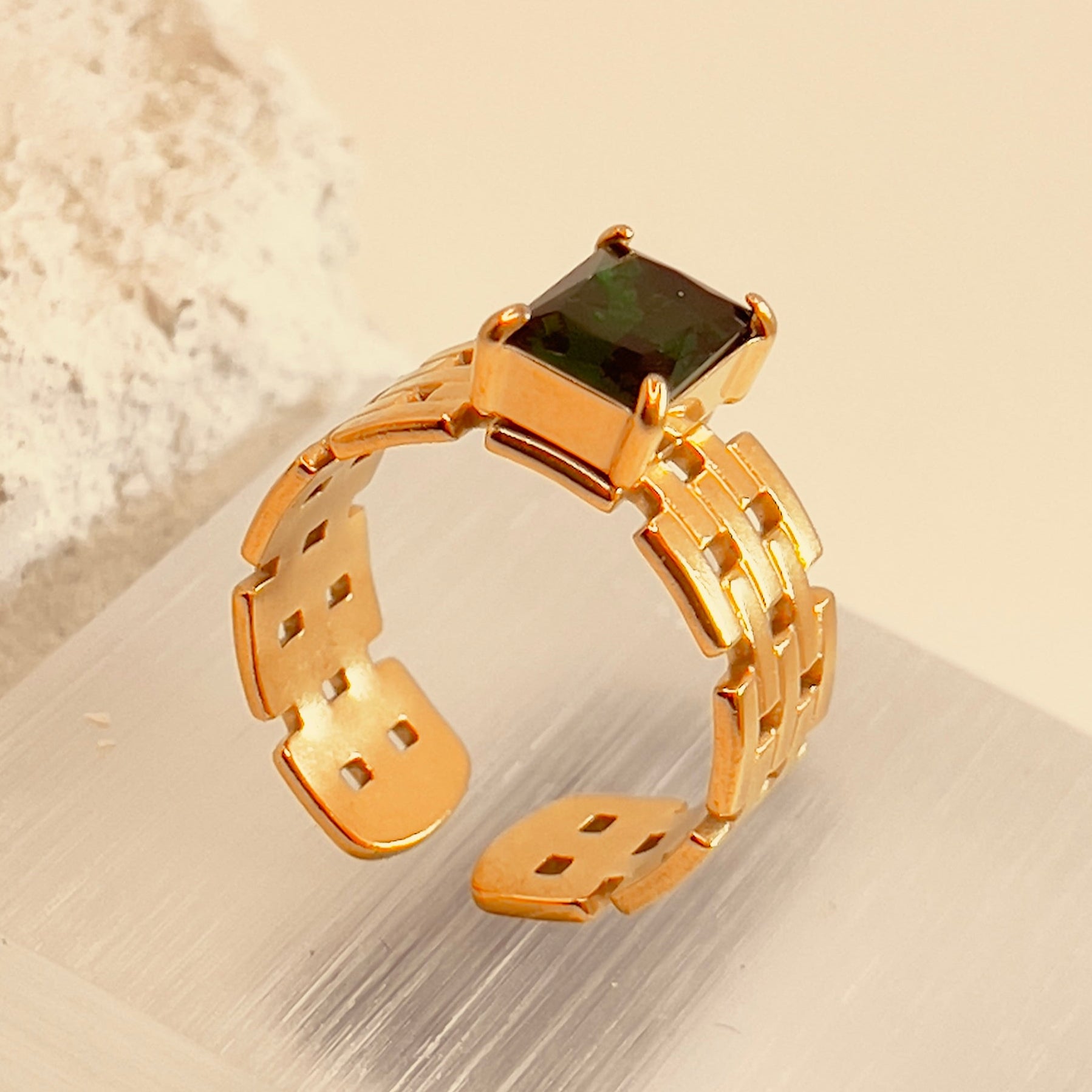 Bricks green Zirconium Ring