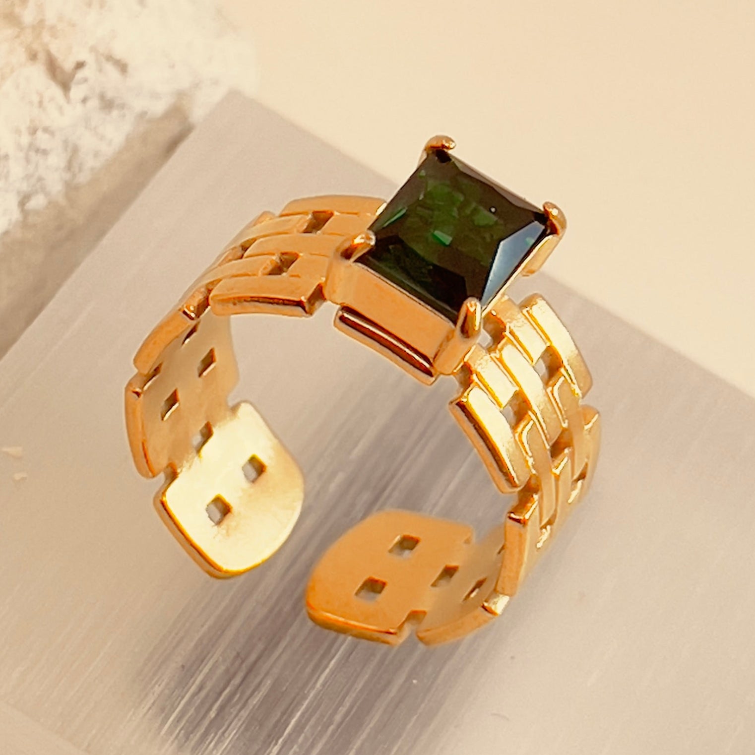 Bricks green Zirconium Ring