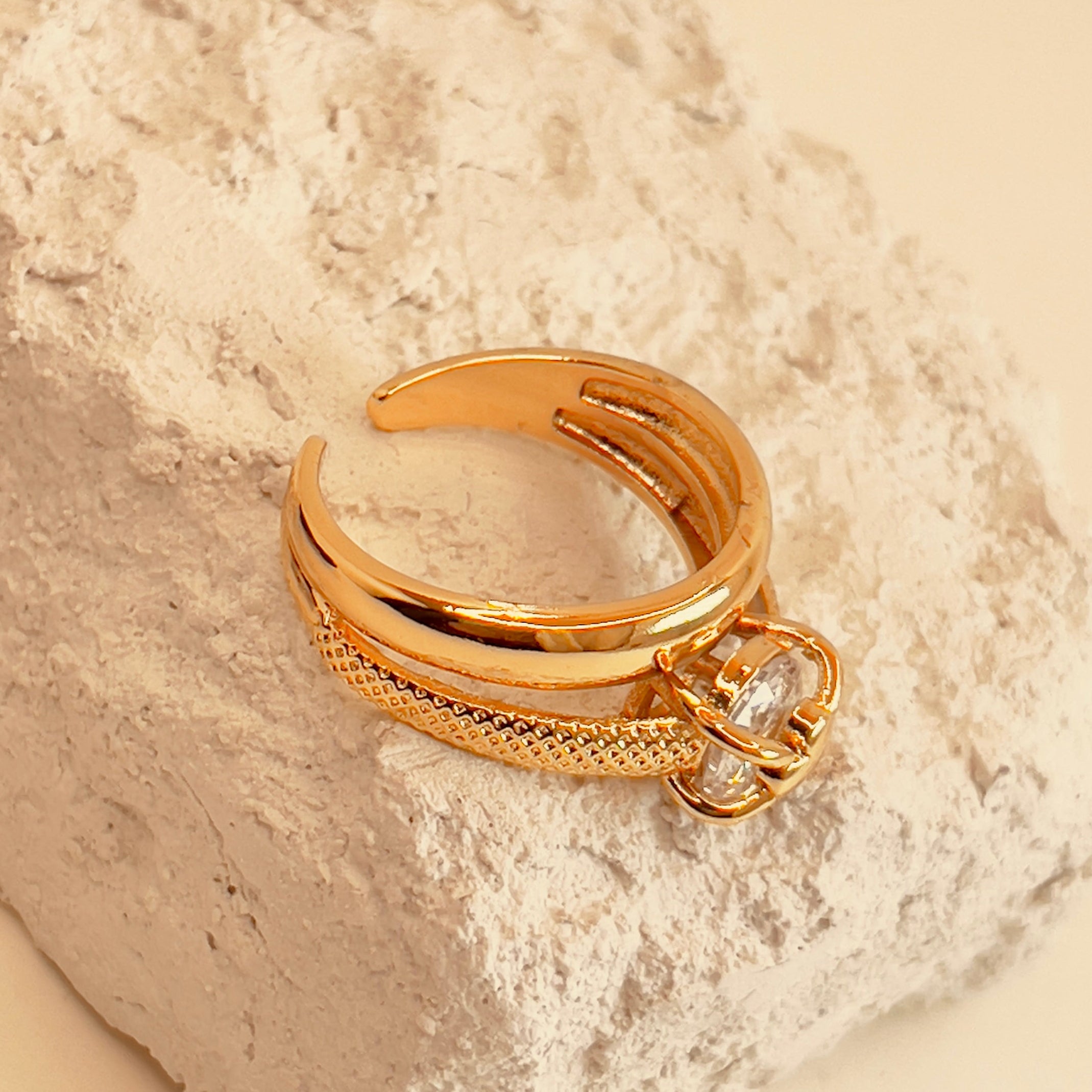 Zirconia Heart Open Ring