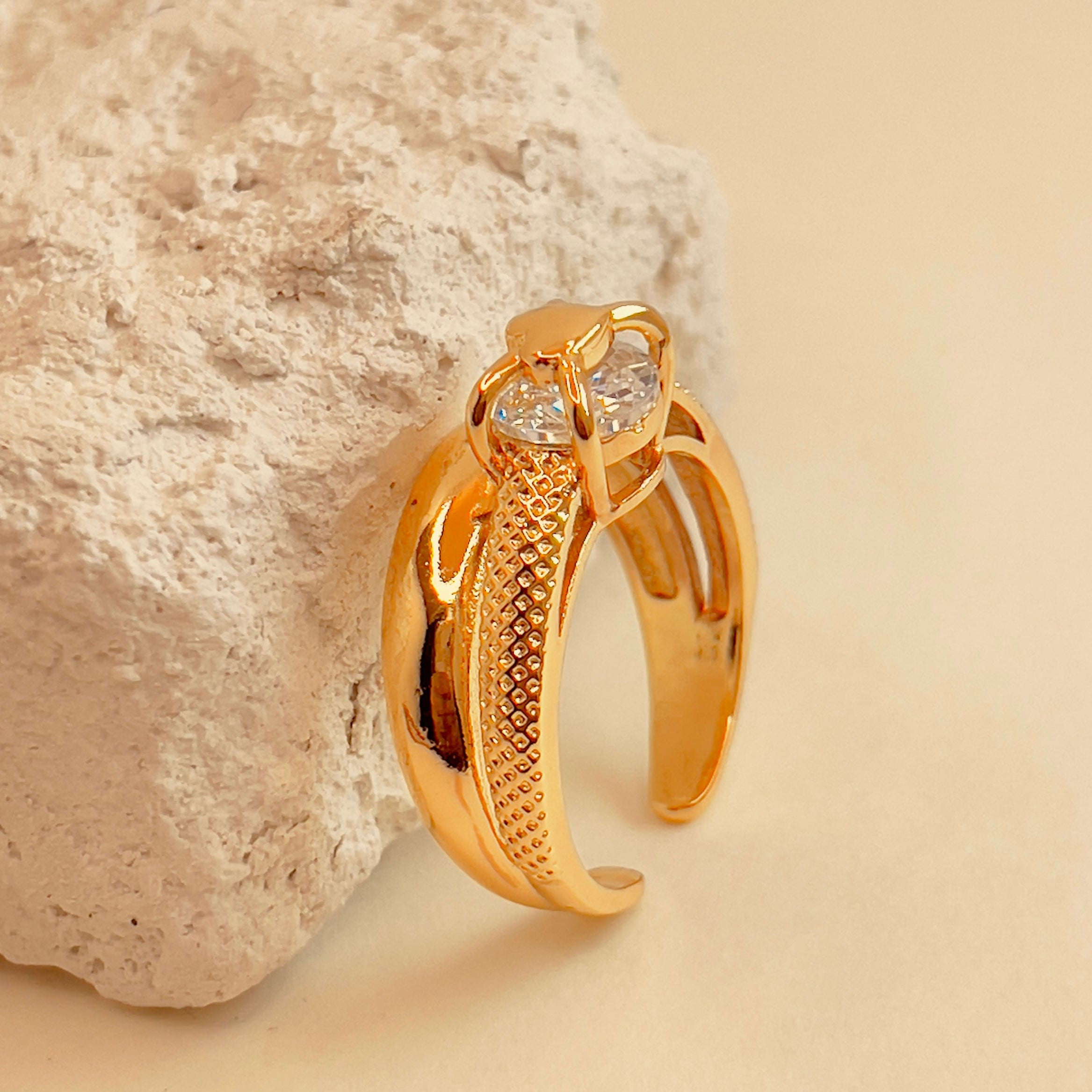 Zirconia Heart Open Ring