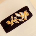 Crossing Leaf Open Ring