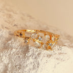 Crossing Leaf Open Ring