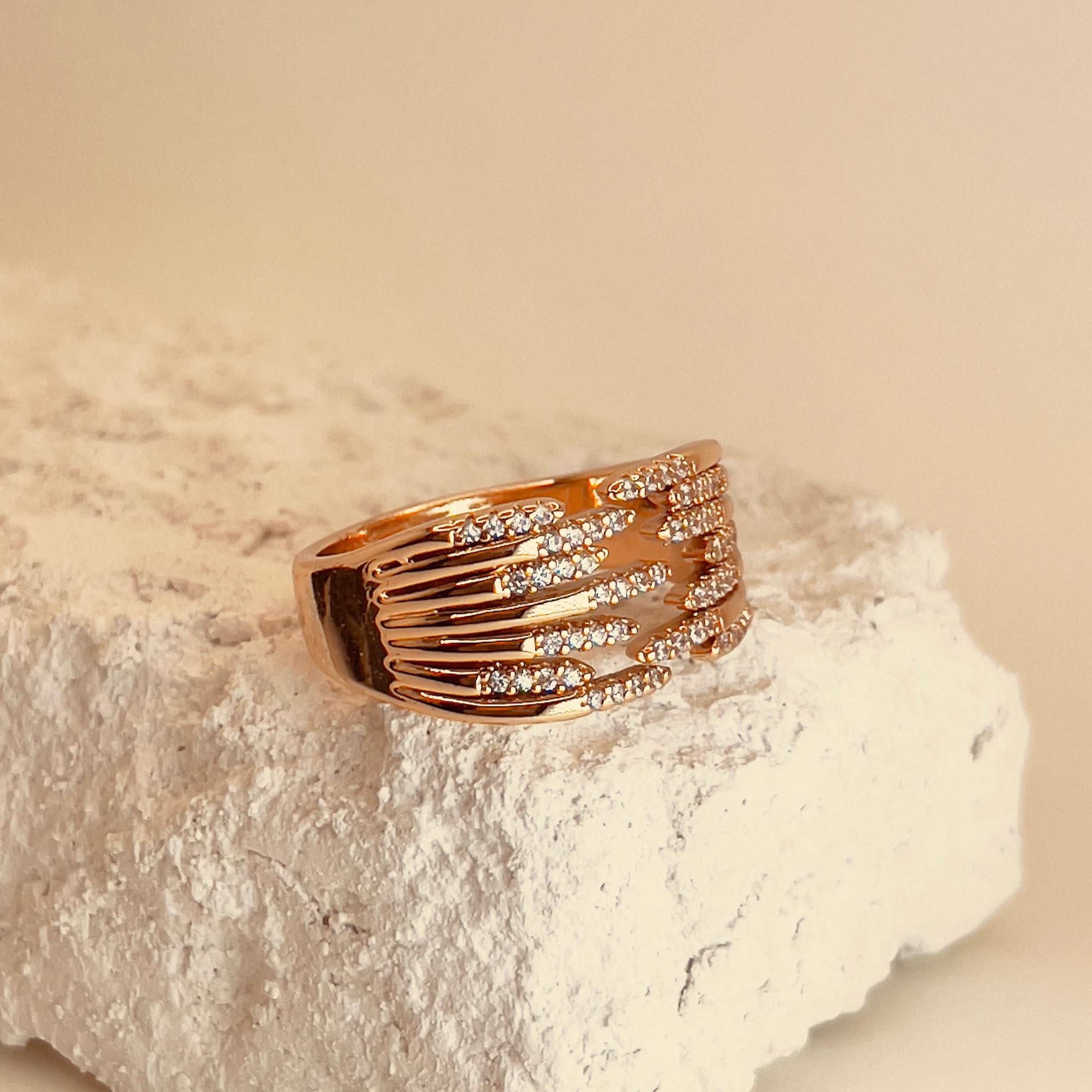 Multi Line Zirconia Ring