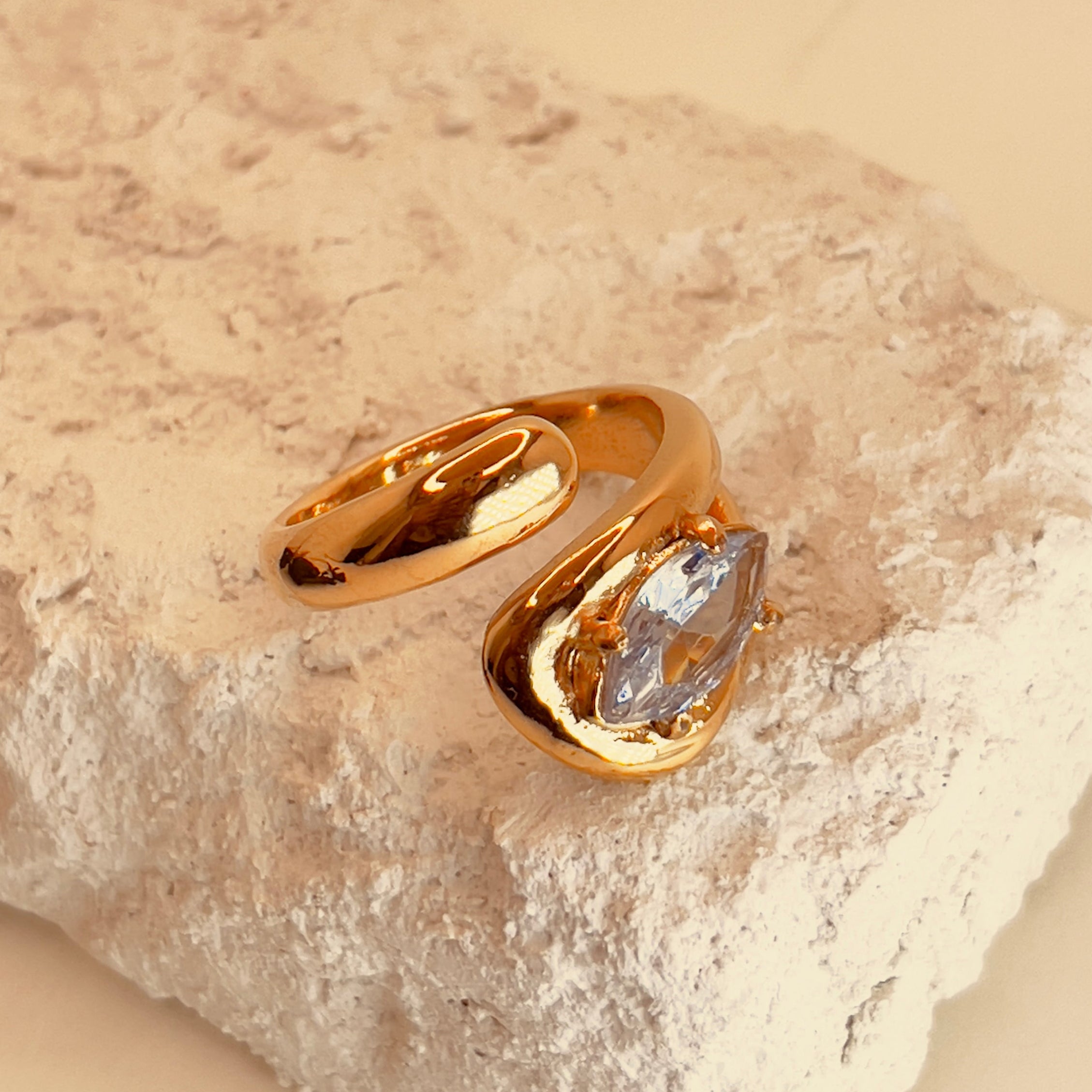 Pointed White Zirconium Ring