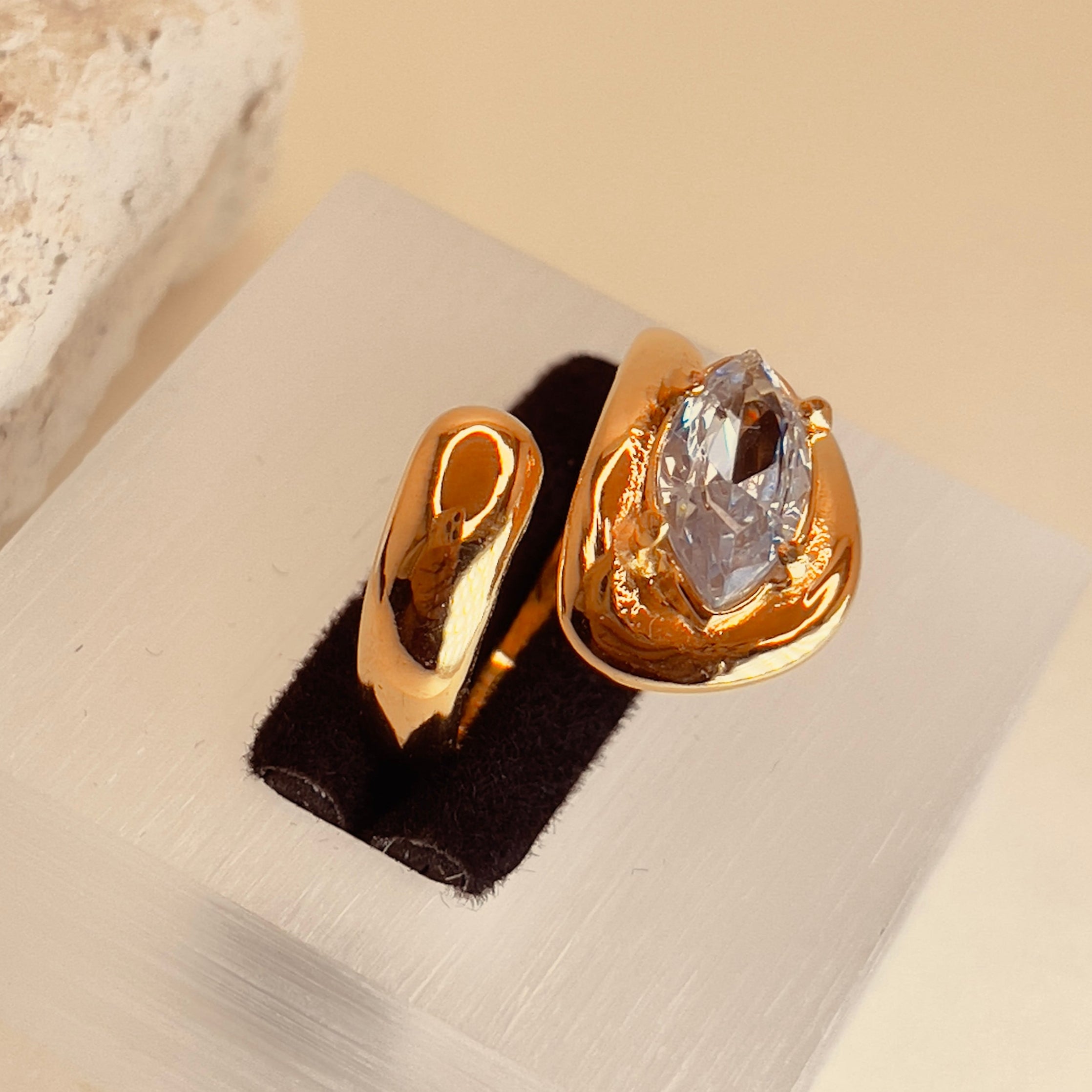 Pointed White Zirconium Ring