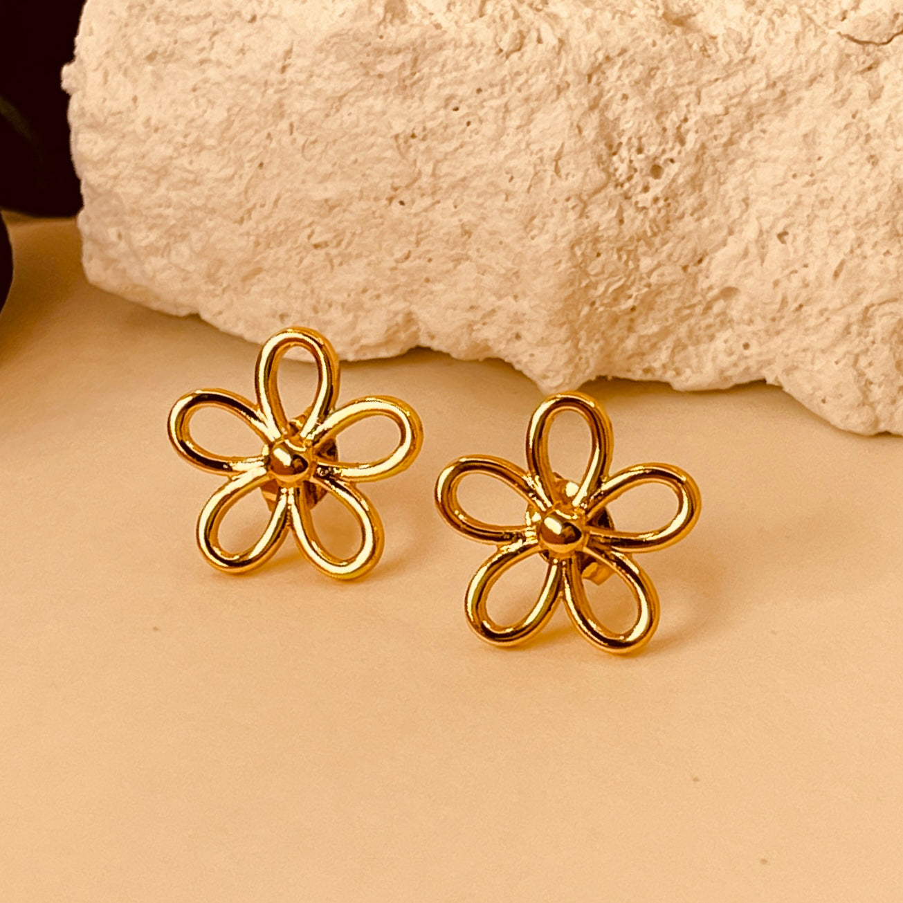 Flower Gold Electroplating Ear Studs