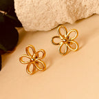 Flower Gold Electroplating Ear Studs
