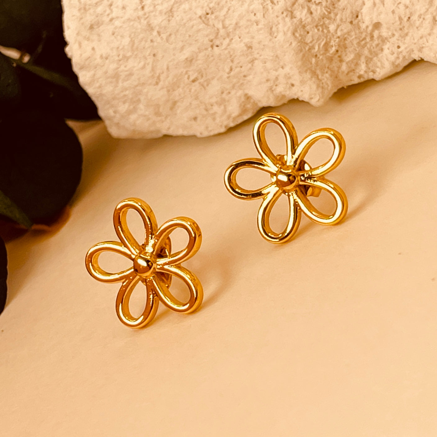 Flower Gold Electroplating Ear Studs