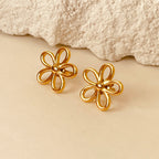 Flower Gold Electroplating Ear Studs