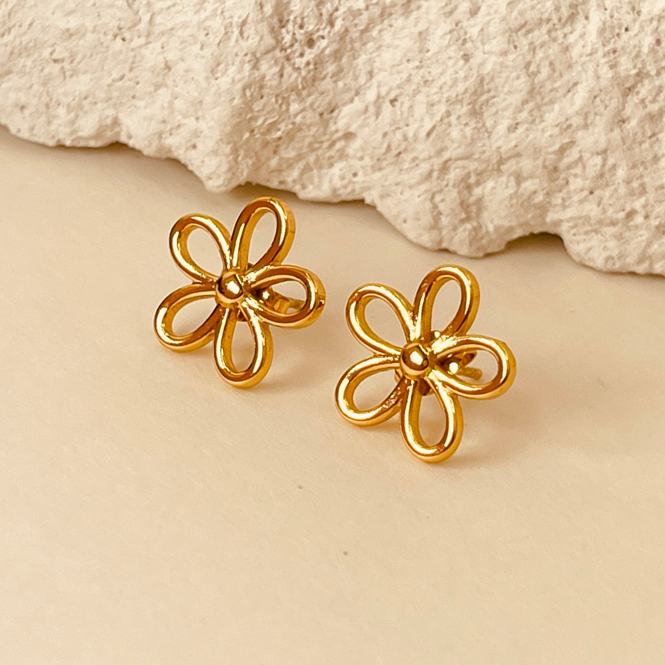Flower Gold Electroplating Ear Studs