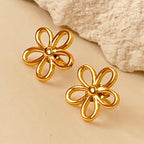 Flower Gold Electroplating Ear Studs