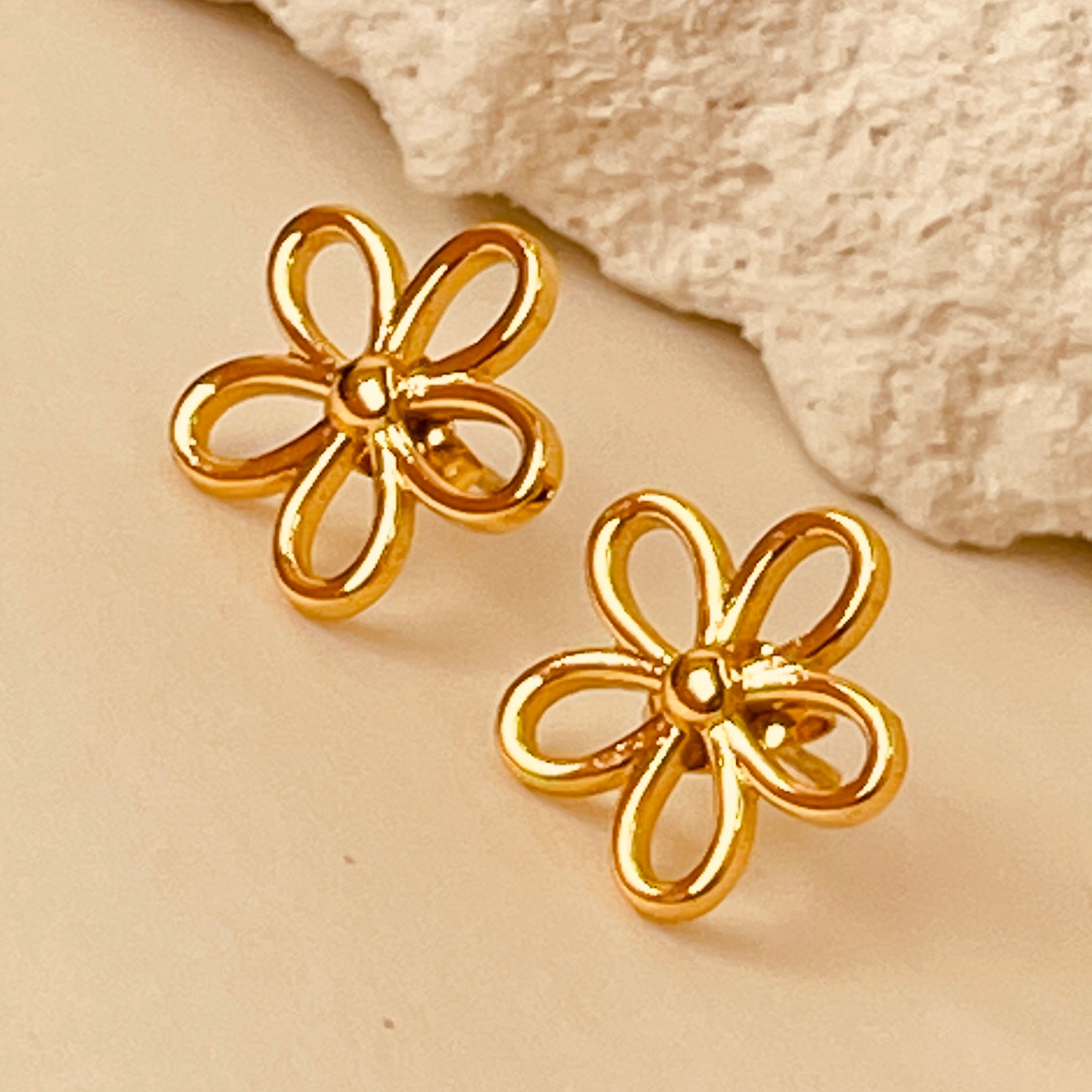 Flower Gold Electroplating Ear Studs