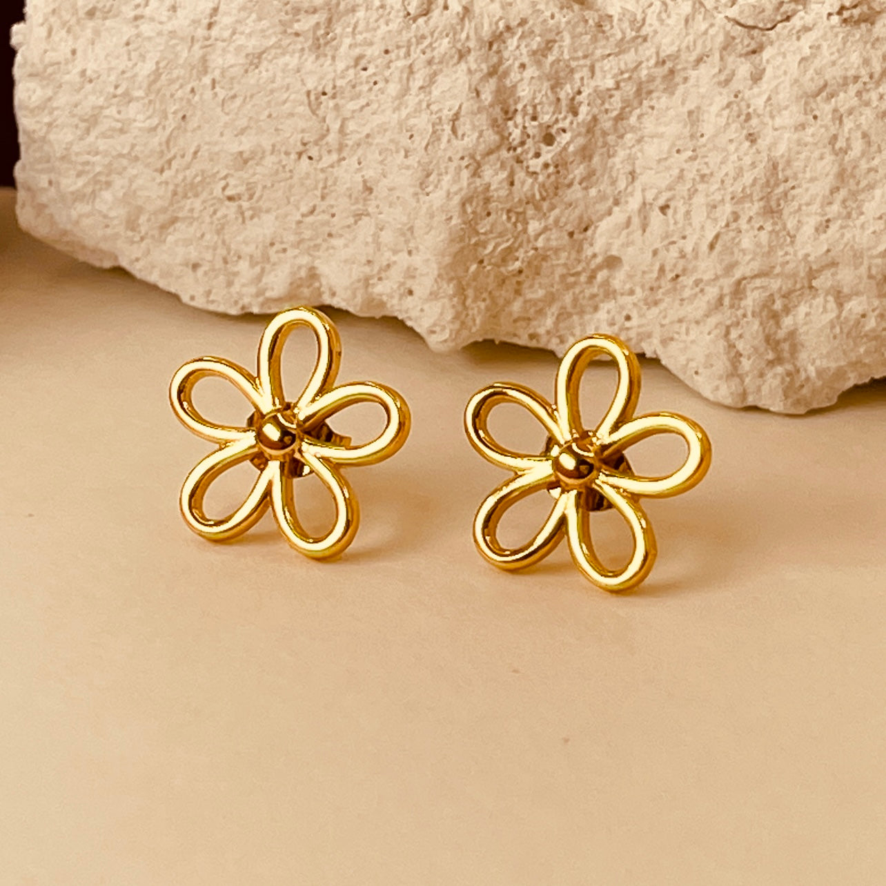 Flower Gold Electroplating Ear Studs