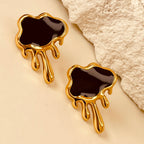 Clouds Titanium Steel Ear Studs - Black