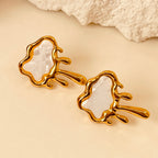 Clouds Titanium Steel Ear Studs - White