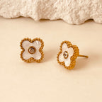 Zircon Flower 18K Gold Plating  Ear Studs
