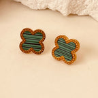Four Leave Clover Green Studs