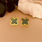 Four Leave Clover Green Studs