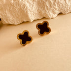 Four Leave Clover Black Studs