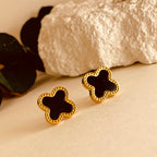 Four Leave Clover Black Studs