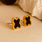 Four Leave Clover Black Studs