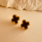 Four Leave Clover Black Studs
