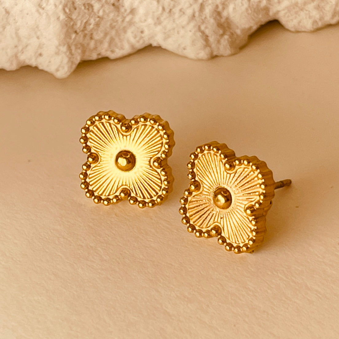 Flower 18K Gold Plating  Ear Studs
