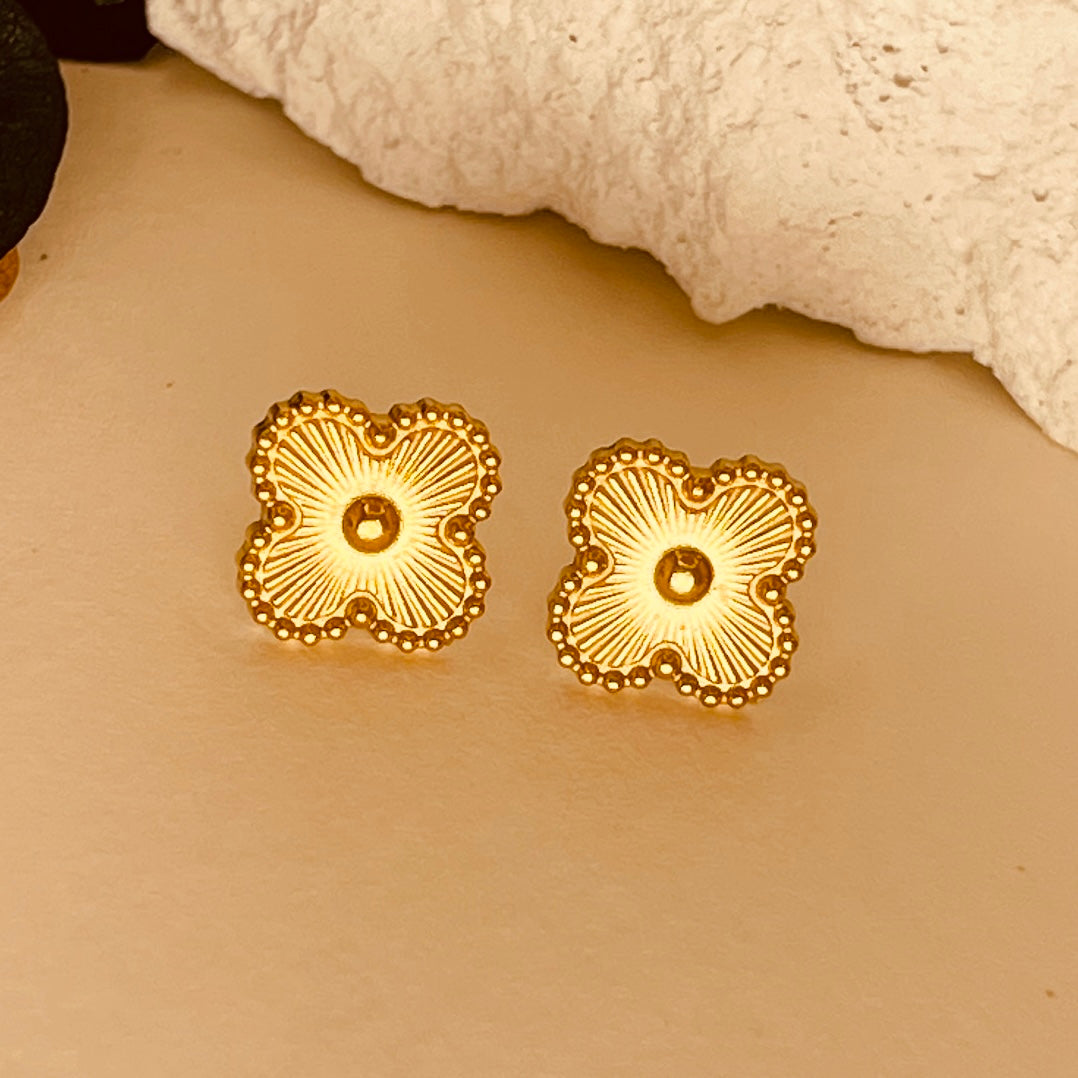 Flower 18K Gold Plating  Ear Studs