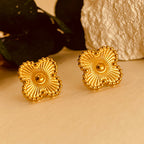 Flower 18K Gold Plating  Ear Studs