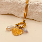 Wave Heart Charm Pearl Bracelet