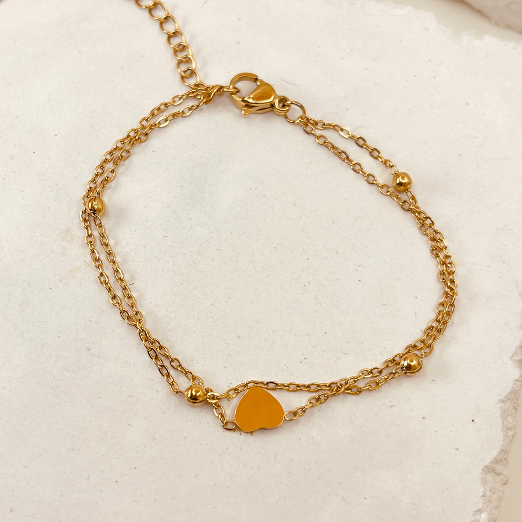 Layer beads Heart Bracelet 18K Gold