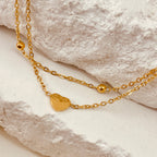 Layer beads Heart Bracelet 18K Gold