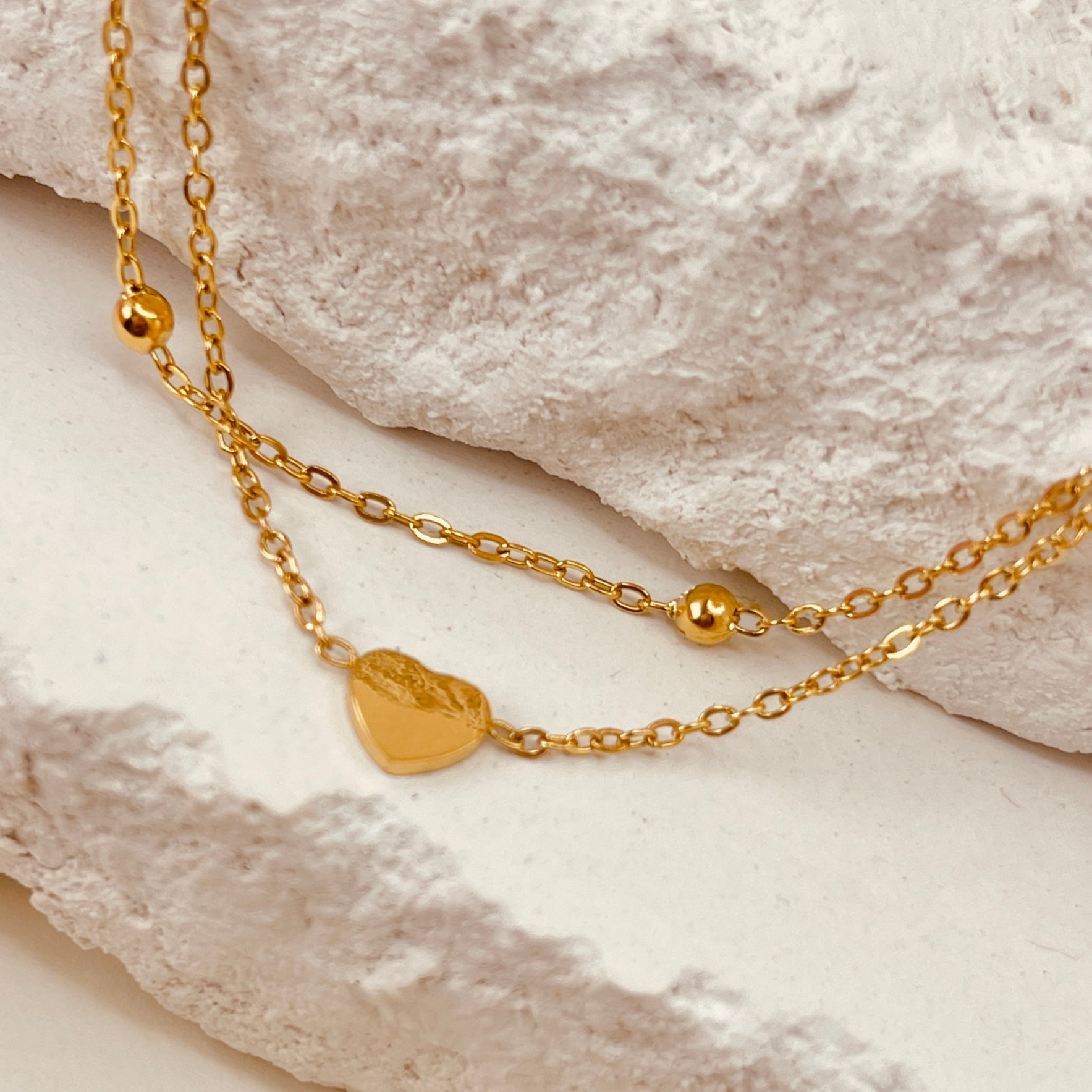 Layer beads Heart Bracelet 18K Gold