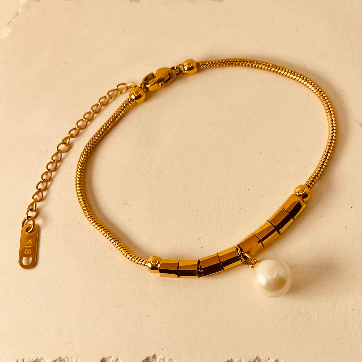 Pearl Chain Handmade Bracelet - 18K
