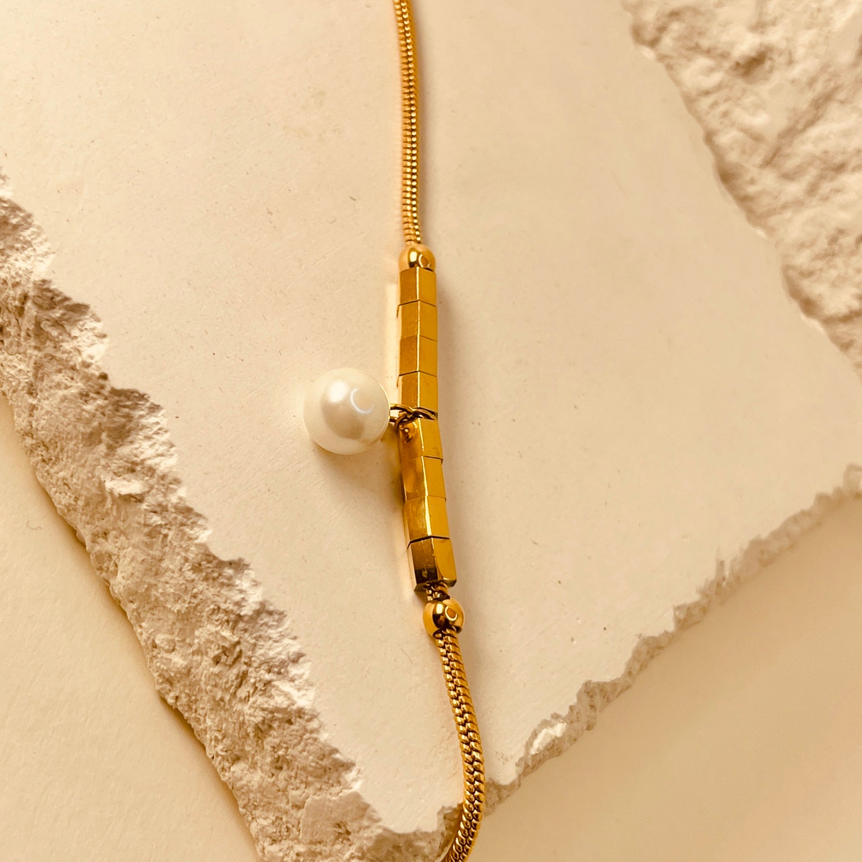 Pearl Chain Handmade Bracelet - 18K