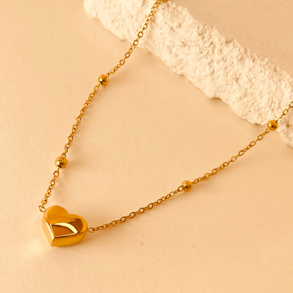 Round Bead Love Necklace - Italian 18K gold